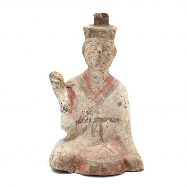 A CHINESE SEATED TOMB FIGURE Han