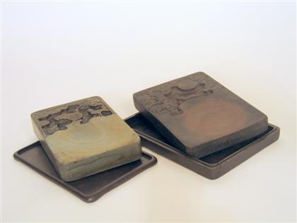 Chinese boxed Duan and green stone inkstone