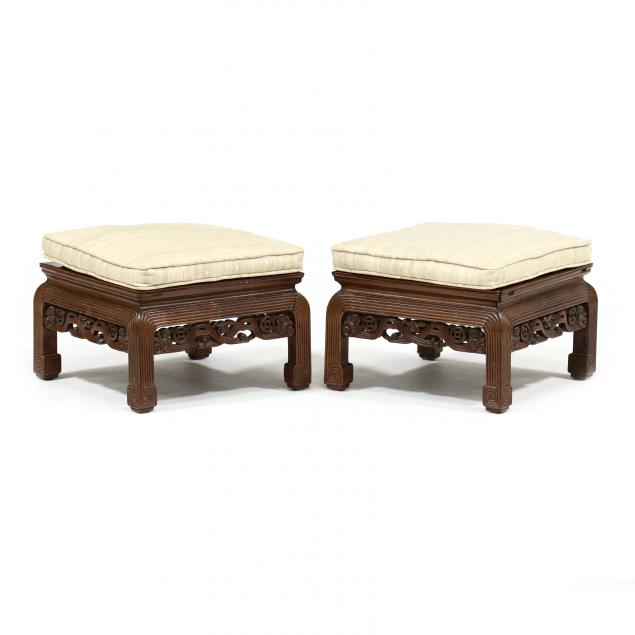 PAIR OF CHINESE CARVED HARDWOOD OPIUM