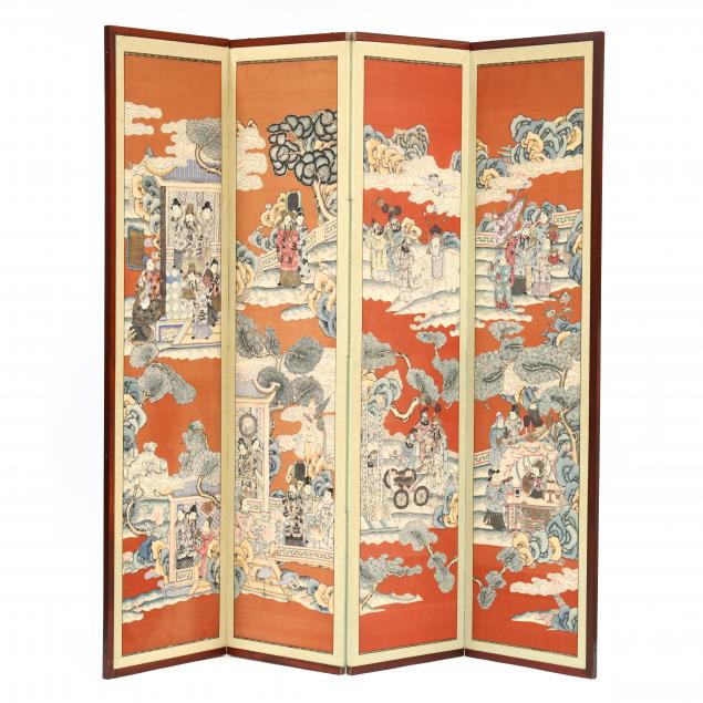 A CHINESE FOUR PANEL FOLDING SCREEN 2ef306