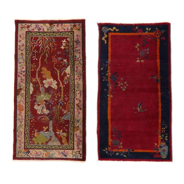 TWO CHINESE ART DECO AREA RUGS