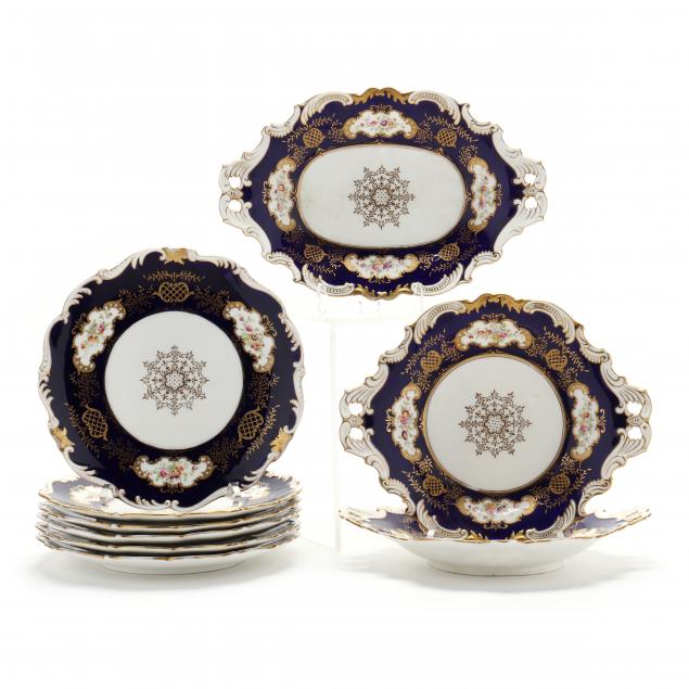 COALPORT, NINE PIECE PARTIAL DESSERT