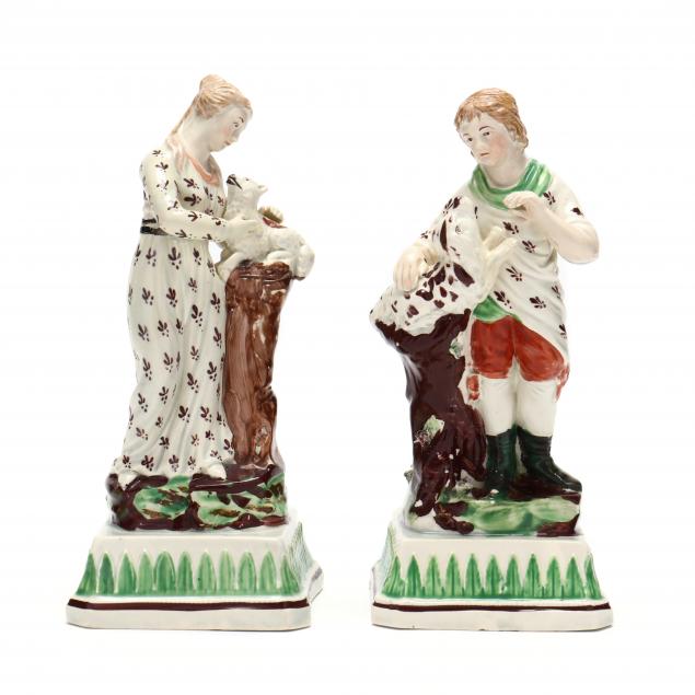 PAIR OF PEARLWARE FIGURES Circa