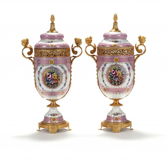 PAIR OF LARGE S VRES STYLE ORMOLU 2ef3a2