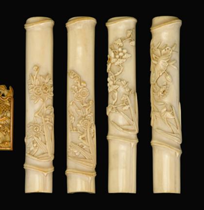Four elephant ivory carved panels,