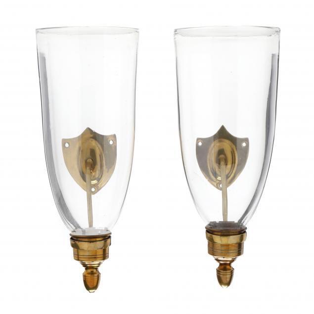 PAIR OF REGENCY BRASS AND GLASS 2ef473