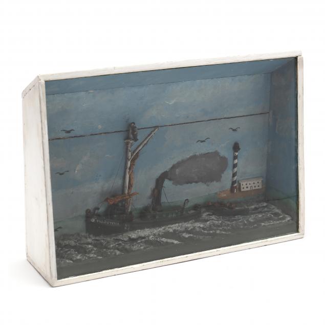 EARLY HATTERAS FISHING BOAT DIORAMA