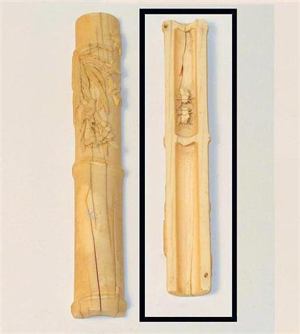 Fine elephant ivory brush rest    19th