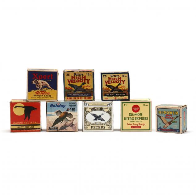 EIGHT FULL VINTAGE SHOTGUN SHELL BOXES