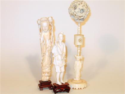 Two Chinese elephant ivory figures and