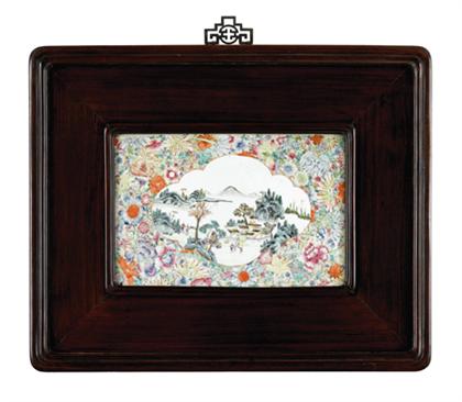 Pair of Chinese hongmu framed mille fleurs 4b24d