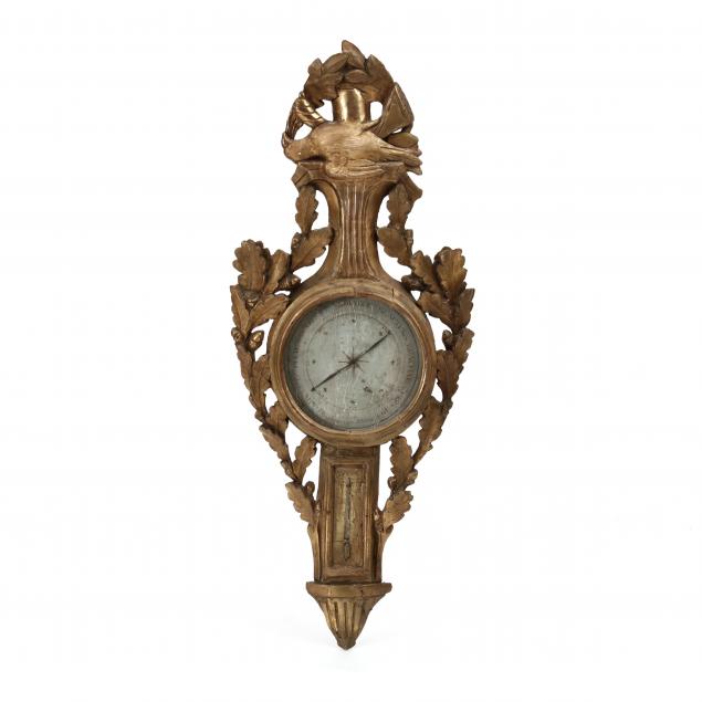 A LOUIS XVI GILTWOOD BAROMETER,