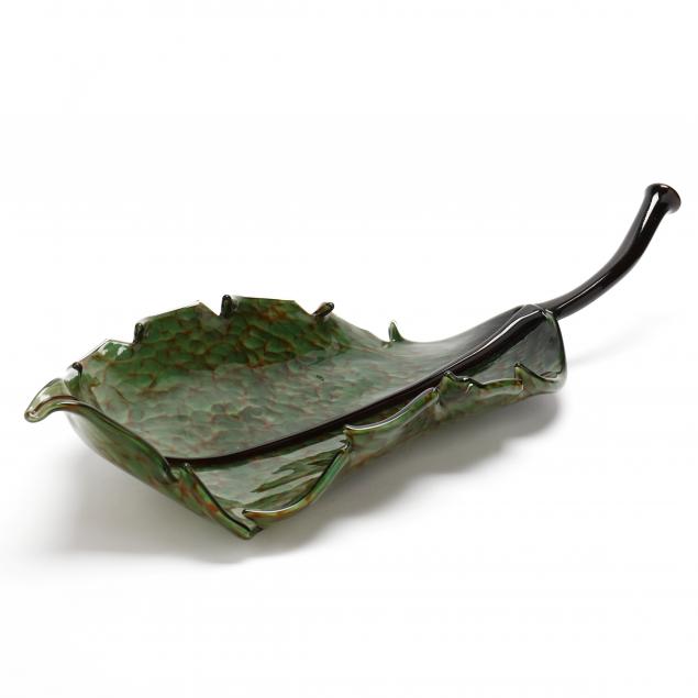 ARTIST SIGNED GLASS BANANA LEAF