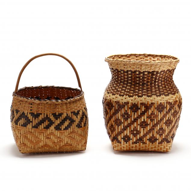 TWO CHEROKEE WOVEN BASKETS 20th 2ef8c8