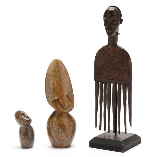 THREE INDIGENOUS FIGURAL SCULPTURES