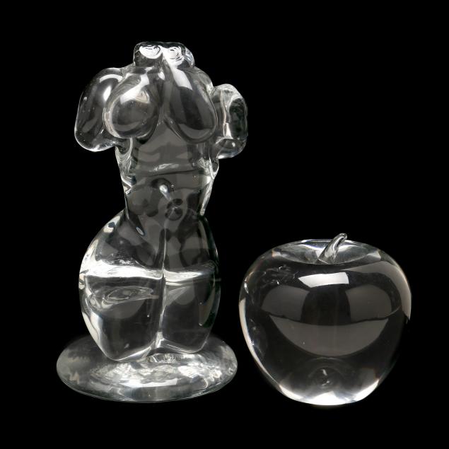 TWO ART GLASS OBJECTS, INCLUDING