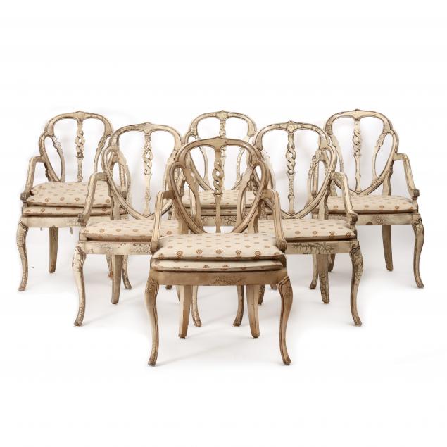 SET OF SIX ITALIANATE PAINTED ARMCHAIRS 2ef972