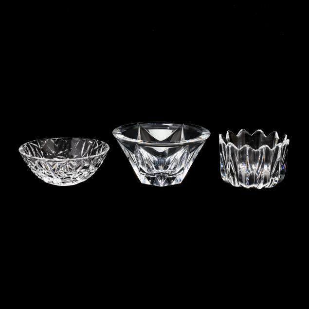 THREE SIGNED CRYSTAL BOWLS, ORREFORS,