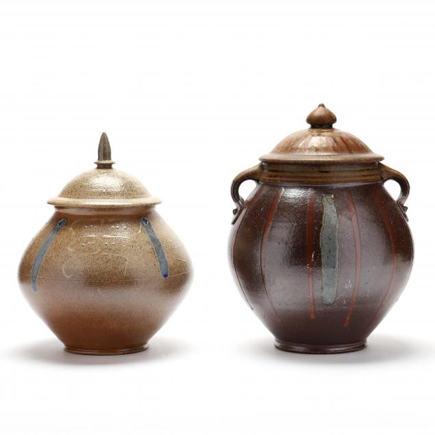 MARK HEWITT (NC), TWO LIDDED POTTERY