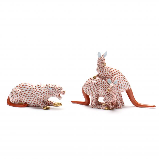 HEREND PORCELAIN FISHNET PANTHER AND