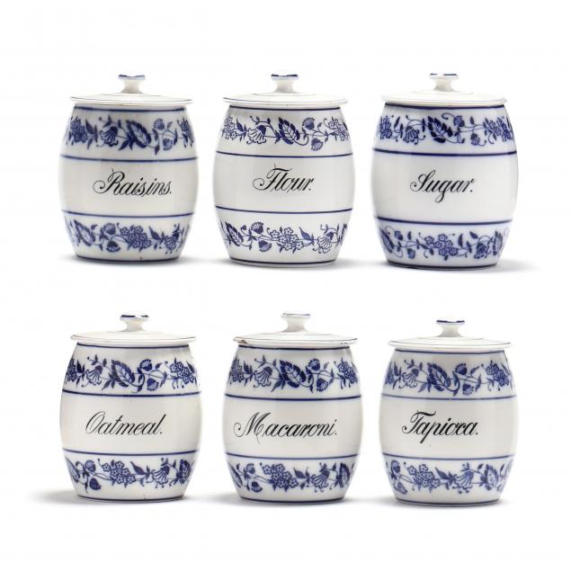 SIX ANTIQUE BLUE AND WHITE GERMAN