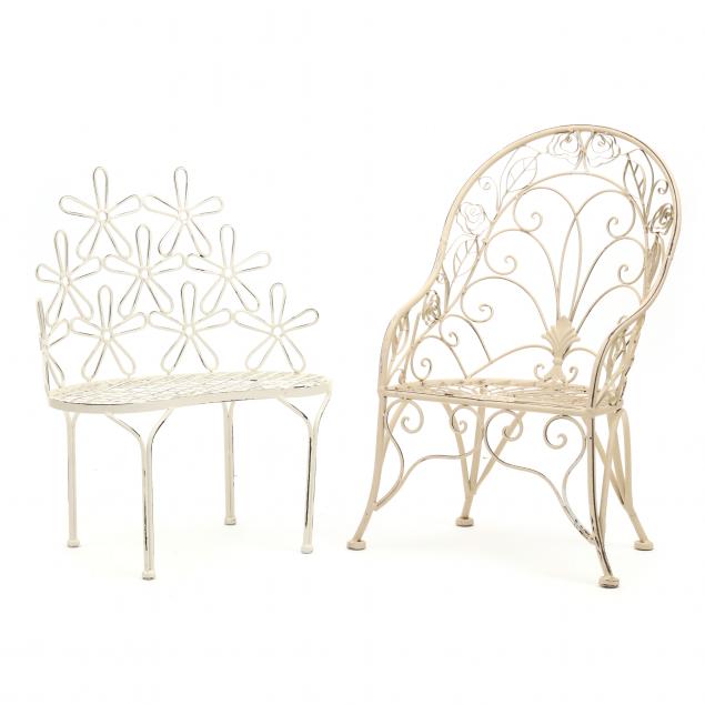 TWO WIREWORK CHILD S CHAIRS Late 2ef9eb