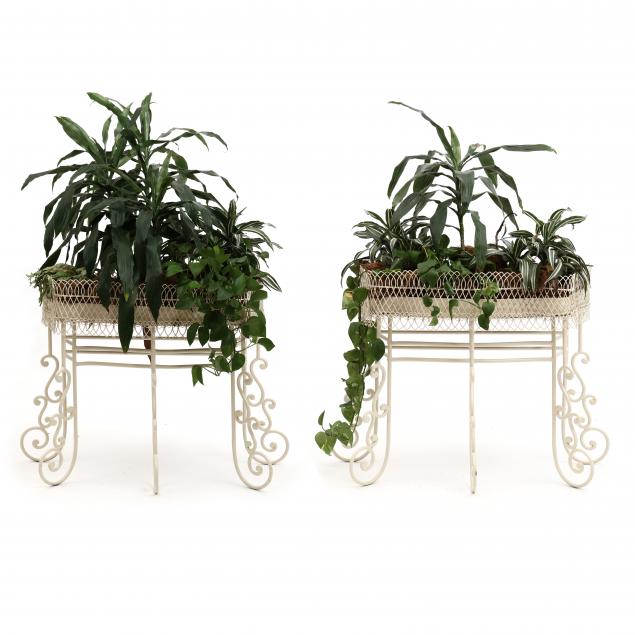 PAIR OF CONTEMPORARY WIREWORK PLANTERS