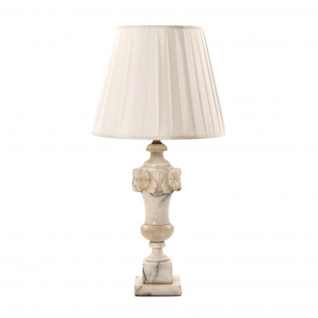 CARVED ALABASTER TABLE LAMP Mid 2efa3e