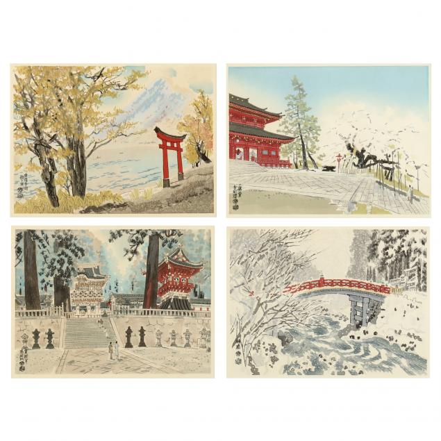 A SET OF FOUR JAPANESE FRAMED PRINTS