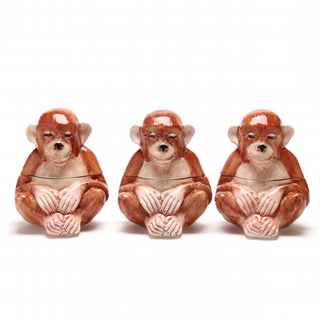 THREE ITALIAN CERAMIC MONKEY COOKIE 2efa95