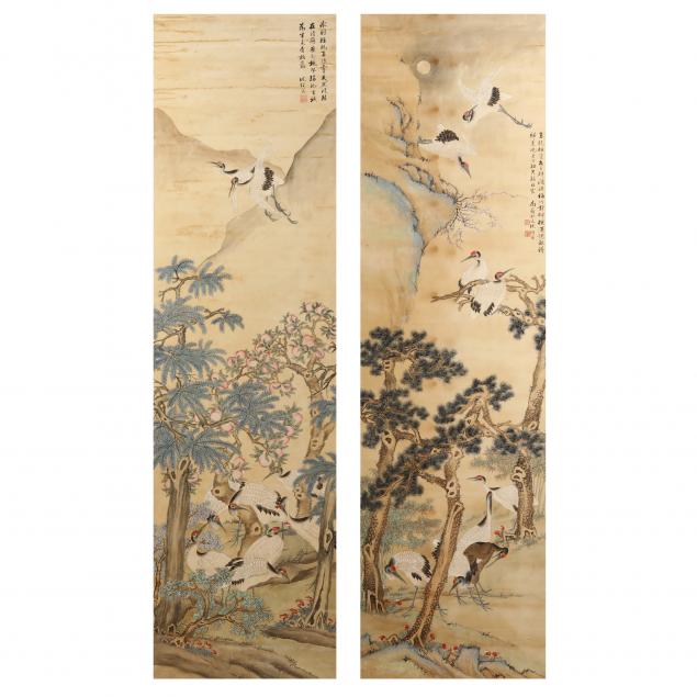 TWO CHINESE PAINTINGS OF RED CREST 2efaab