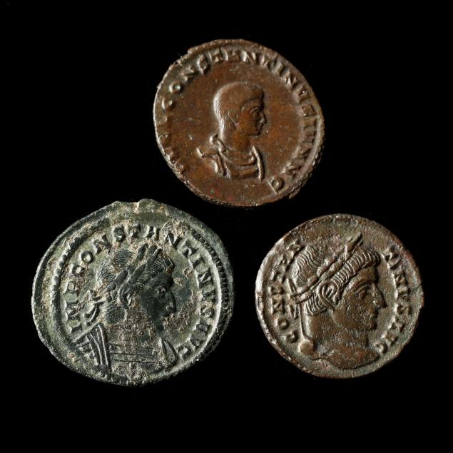 THREE SCARCER CONSTANTINIAN BRONZE