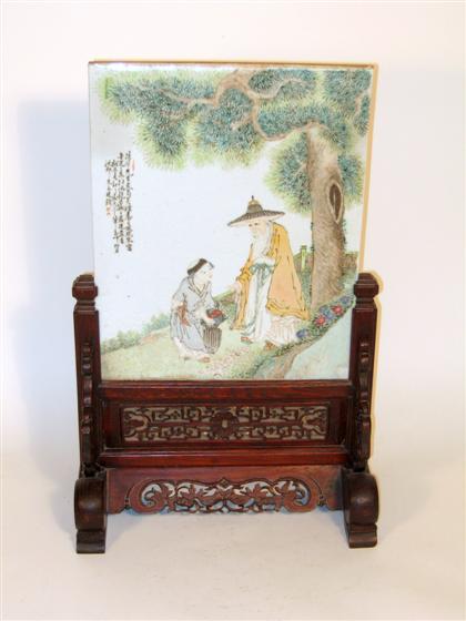 Chinese famille rose table screen