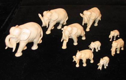Nine graduating elephant ivory