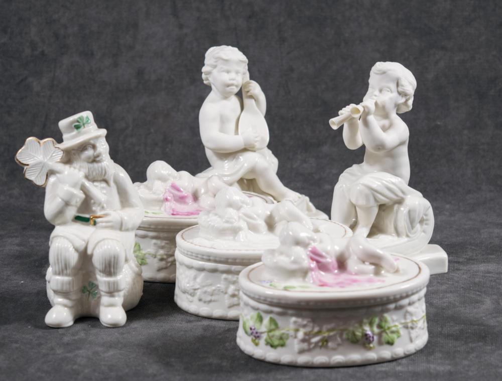 SIX BELLEEK PORCELAIN ITEMS THREE 2ed853