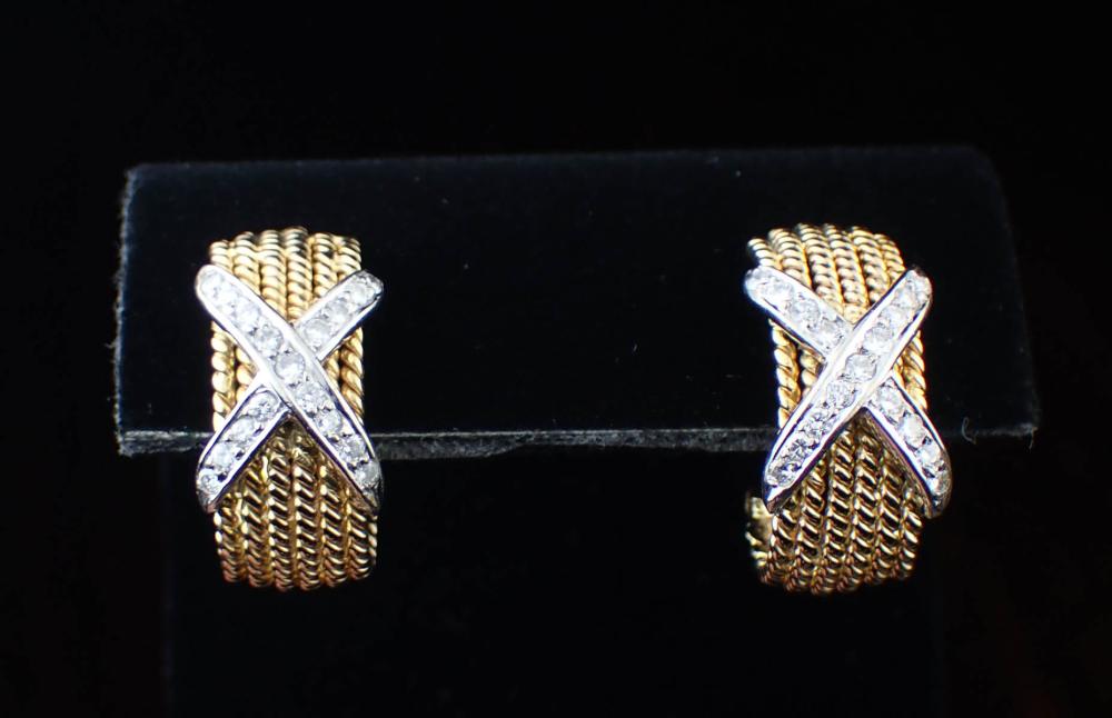 DIAMOND AND TWO TONE GOLD EARRINGSDIAMOND 2ed8ff