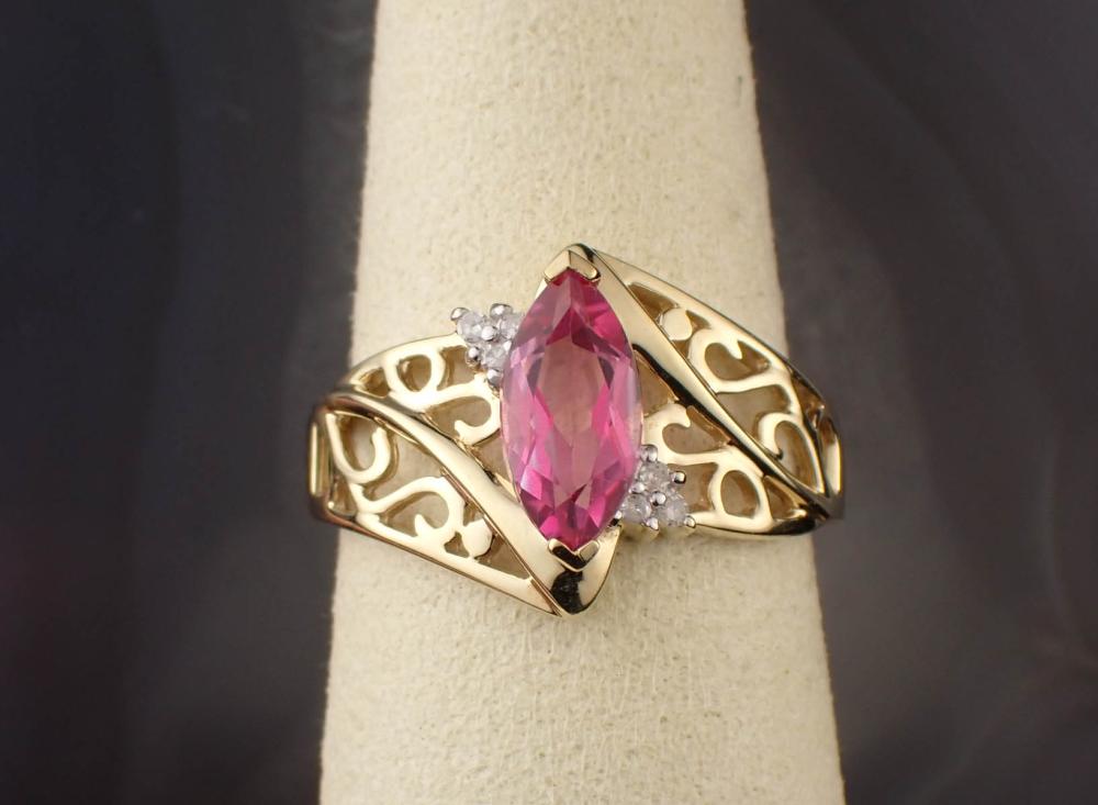 LAB CREATED PINK TOPAZ AND DIAMOND 2ed96d