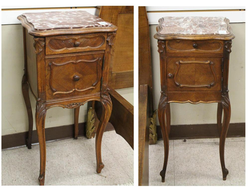 PAIR OF LOUIS XV-STYLE MARBLE-TOP
