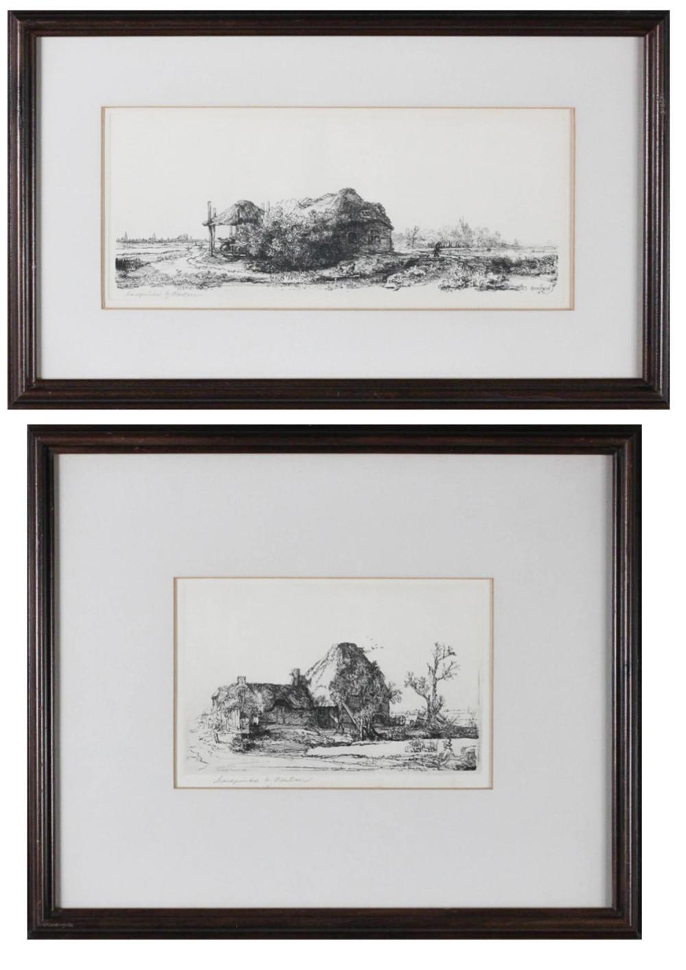 TWO ETCHINGS AFTER REMBRANDT VAN 2ed9a5