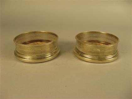 Pair of silver plate wine coasters