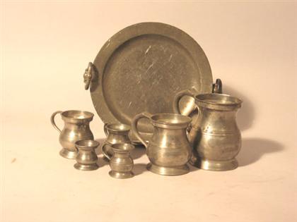 Assembled set of six pewter measures