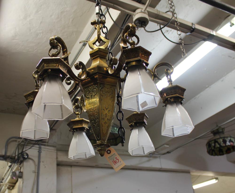 VINTAGE BRASS CHANDELIER AND WALL