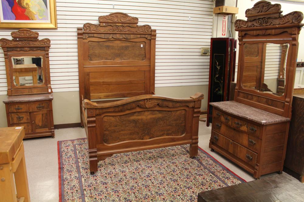 THREE-PIECE VICTORIAN WALNUT BEDROOM