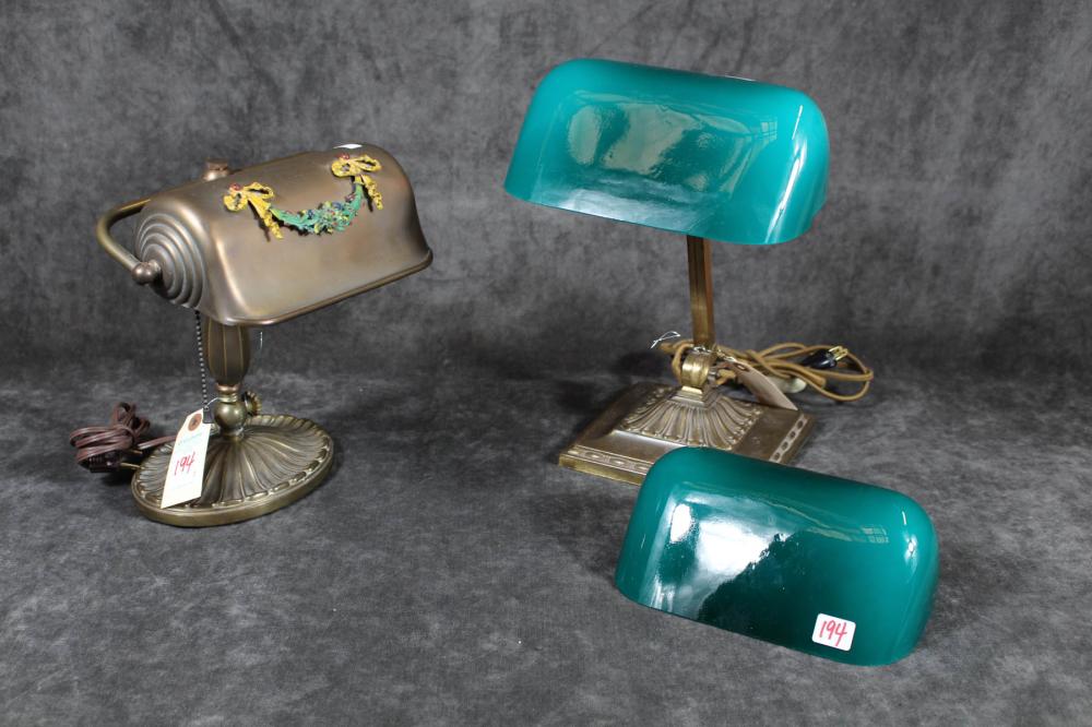 TWO VINTAGE DESK LAMPS WITH EXTRA SHADETWO