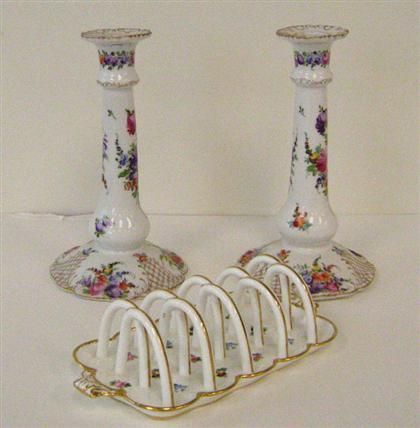 Pair of Dresden porcelain candlesticks