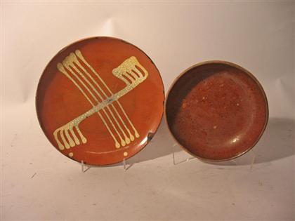 Two piece Redware bowl and plate