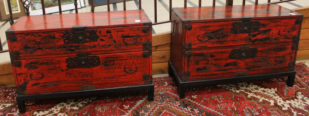 PAIR OF JAPANESE TWO-DRAWER TANSU