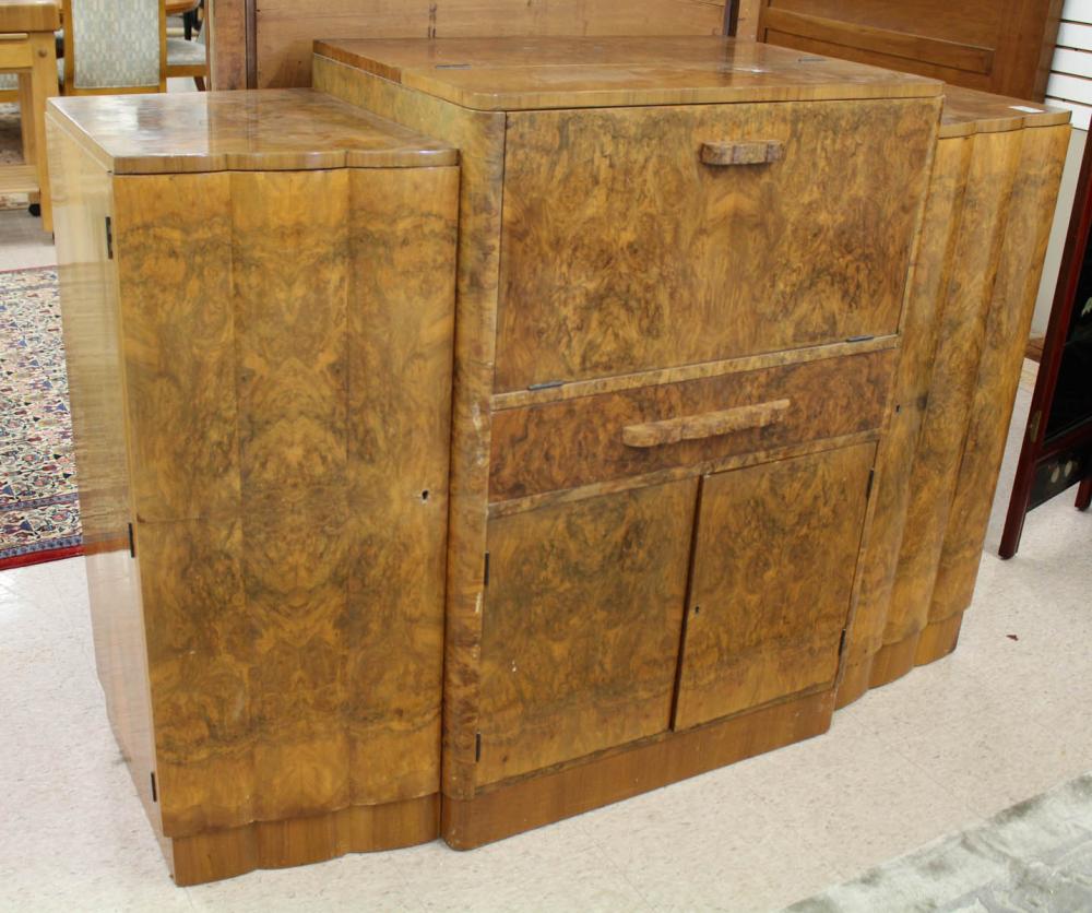 ART DECO BURL WALNUT CABINET BARART