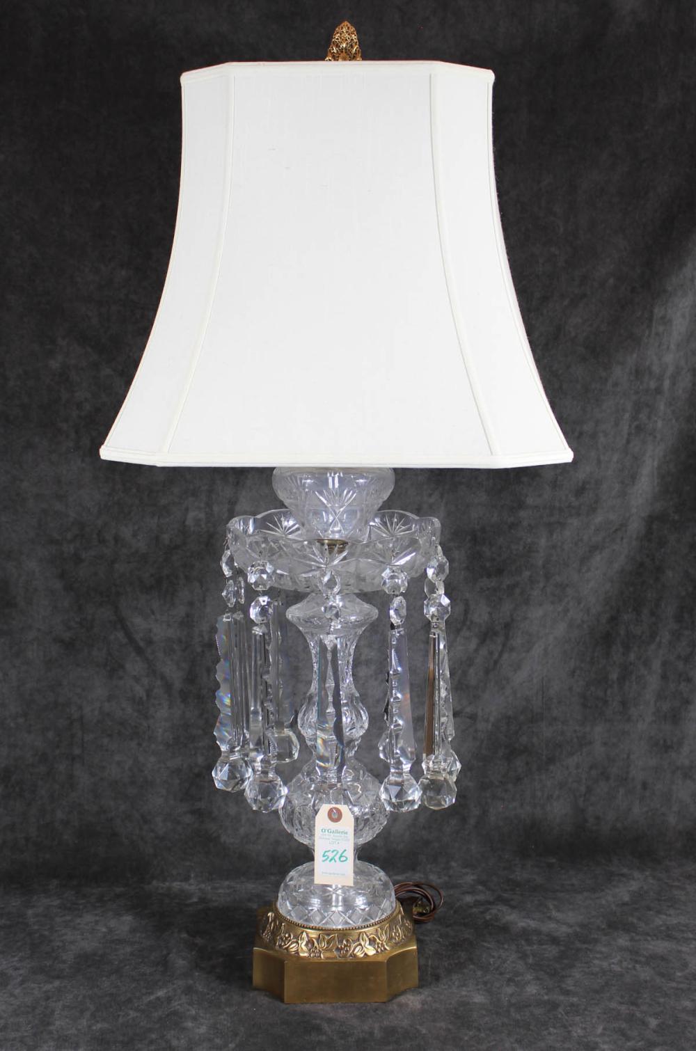 VINTAGE CUT CRYSTAL LUSTER TABLE LAMP