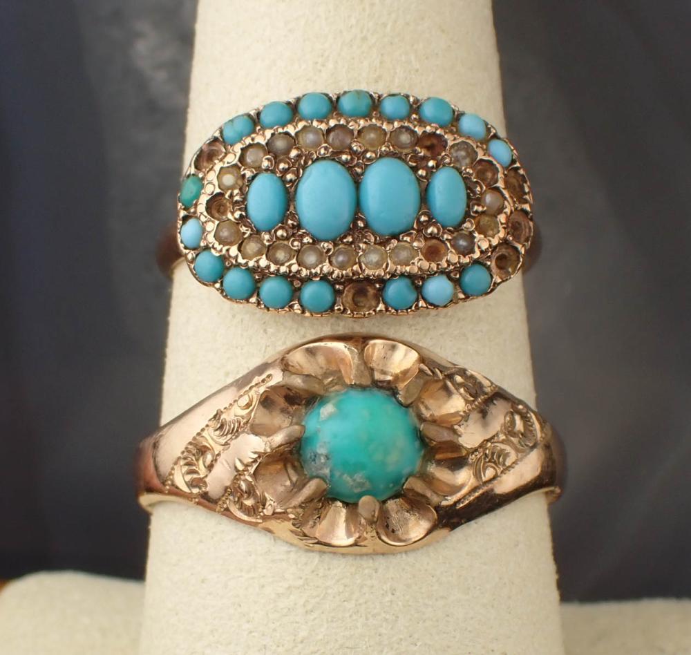 TWO VINTAGE TURQUOISE AND YELLOW 2edca8